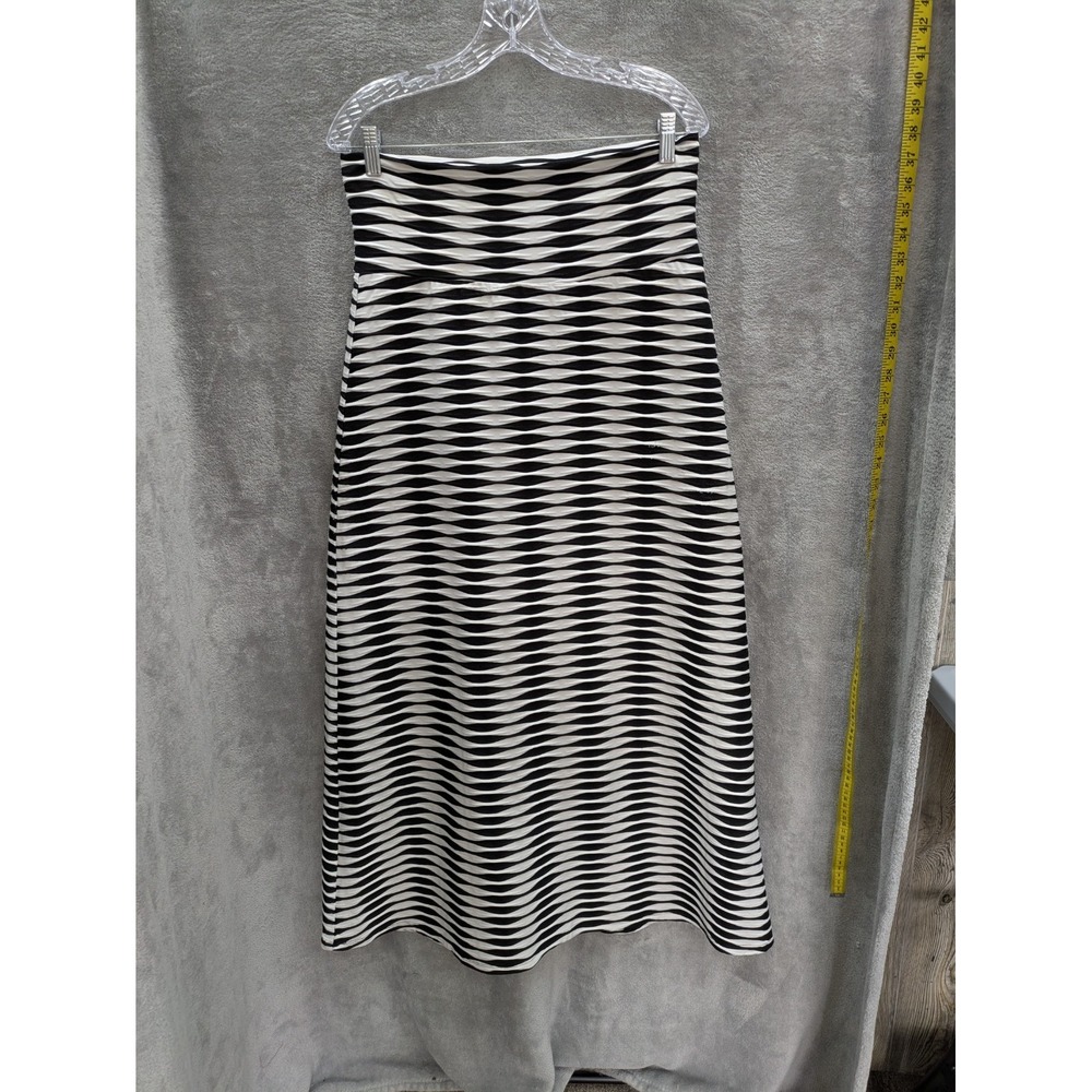 Women's Maxi Skirt Medium Waved‎ Stripes Textured Stretch Casual Artsy Boho READ - Picture 3 of 11